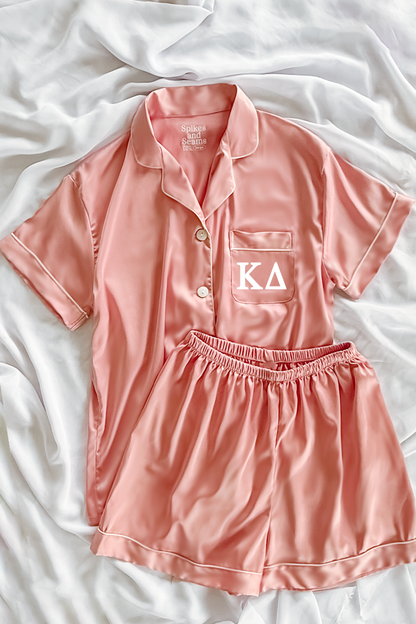 Light Pink Pajamas with White Greek Letters