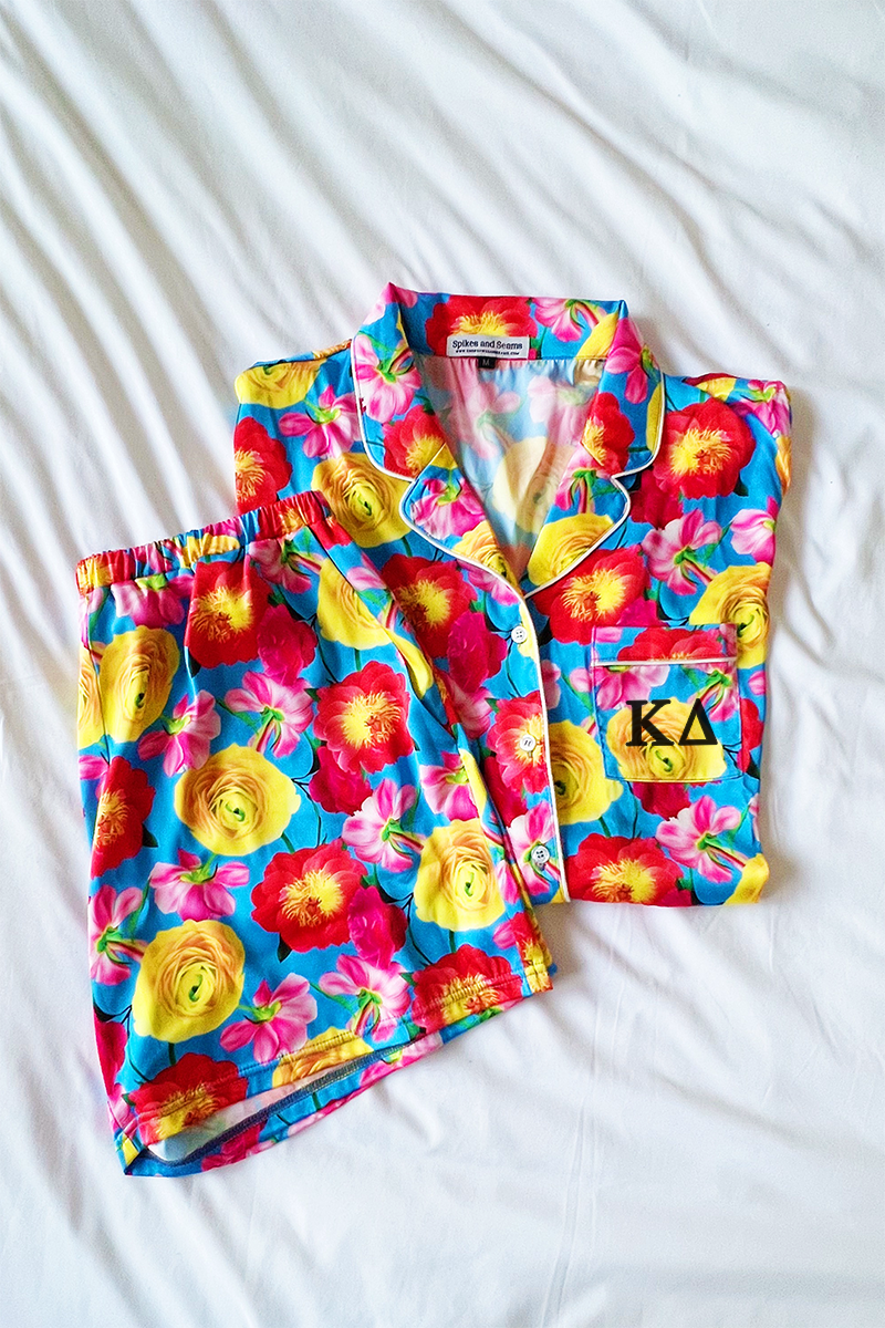 Greek Letter Blue Floral pajamas - Kappa Delta