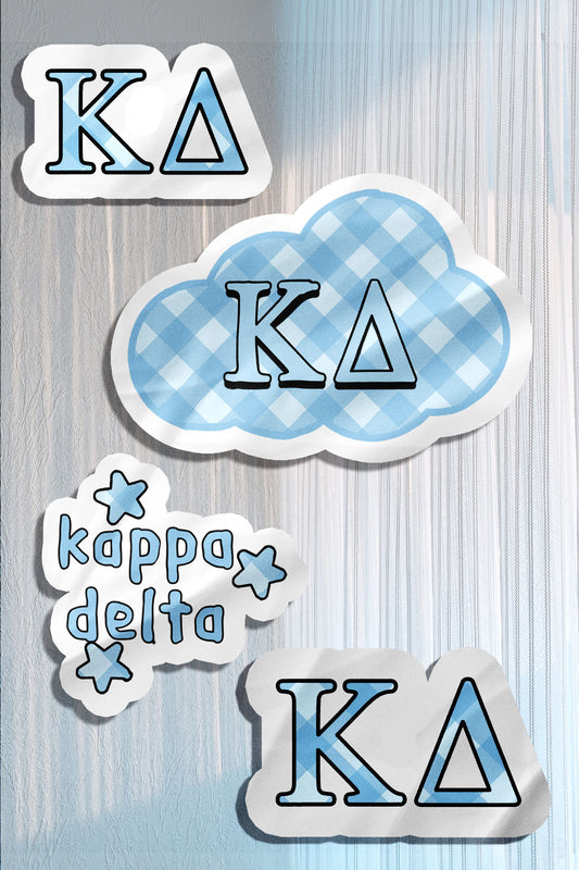 Blue Theme Waterproof Sorority Stickers - Kappa Delta