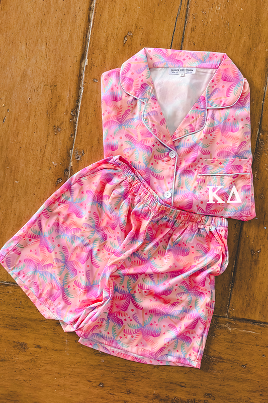 Greek Letter Pastel Palms Pajamas - Kappa Delta