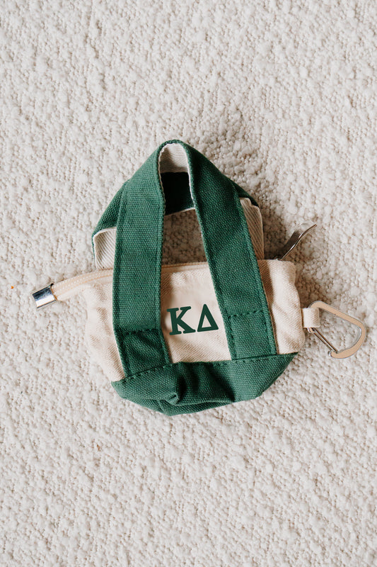 Green Mini Tote Bag Sorority Keychain - Green