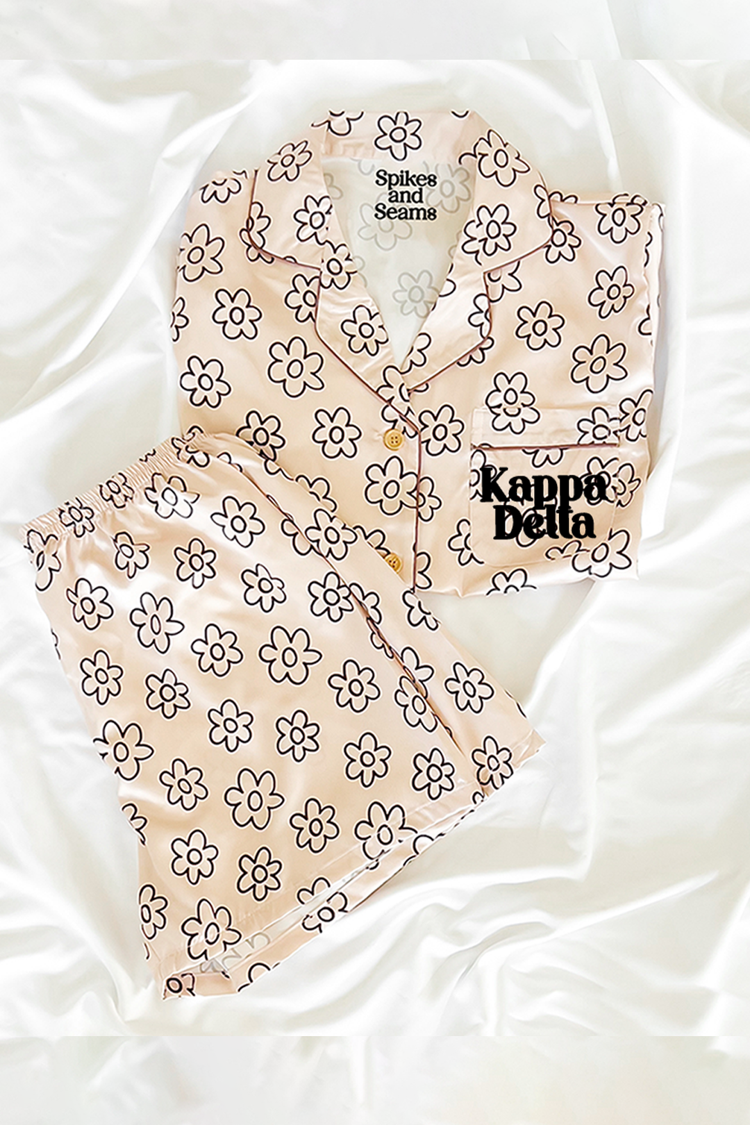 Block Font Beige Daisy pajamas - Kappa Delta