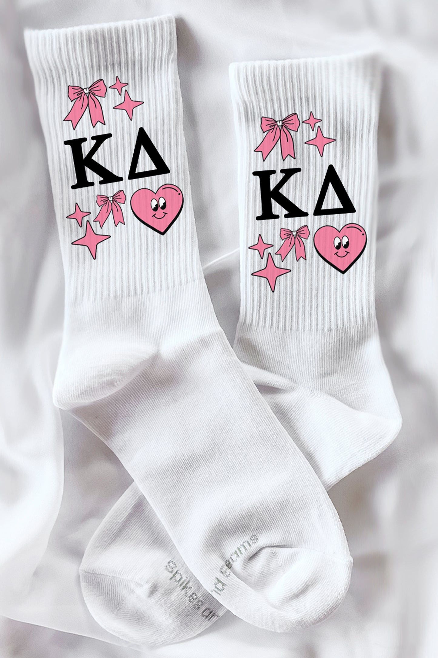 Cartoon Heart Greek Letter Socks - Kappa Delta