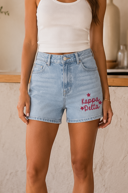Denim Shorts with Sorority Print