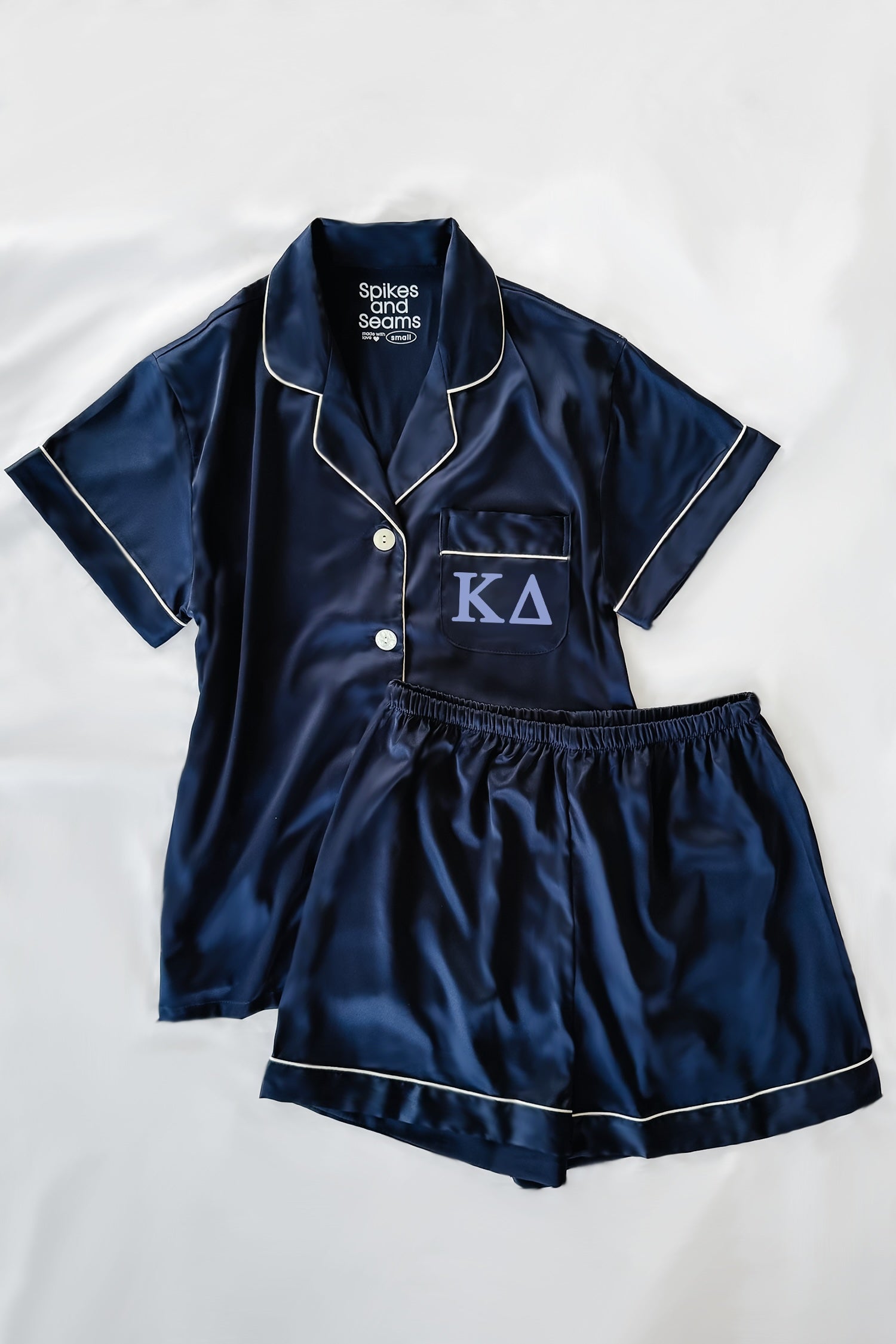 Navy Pajamas with Powder Blue Greek Letters - Kappa Delta