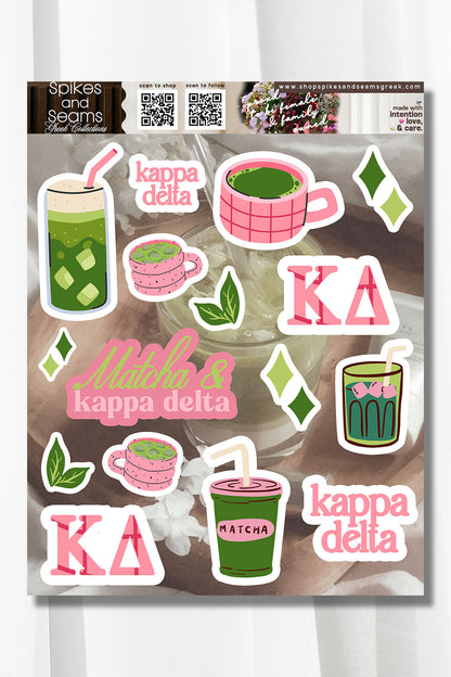 Sorority Matcha Theme Sticker Sheet #25 - Spikes and Seams Greek