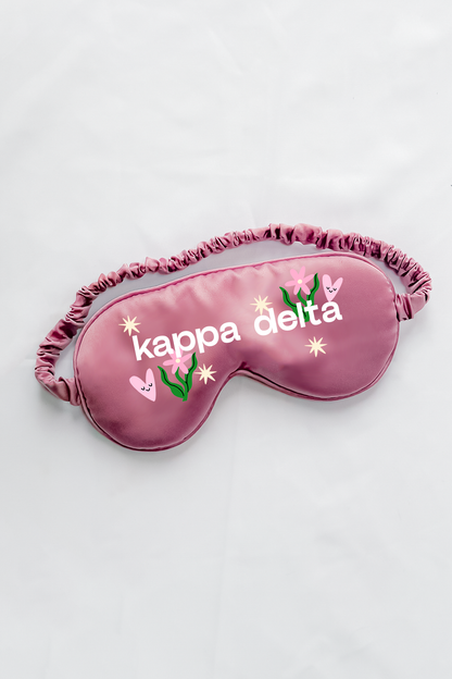Light Purple Hearts & Flowers Sorority Sleep Mask - Kappa Delta - Spikes and Seams Greek