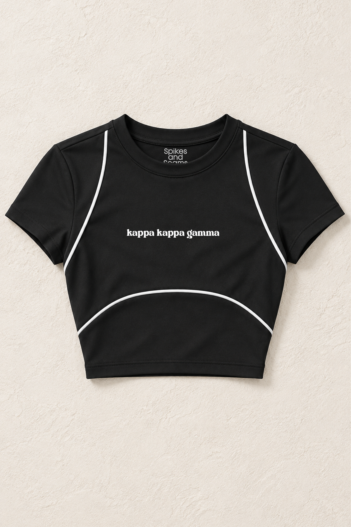 Sorority Black Crop Top with White Trim