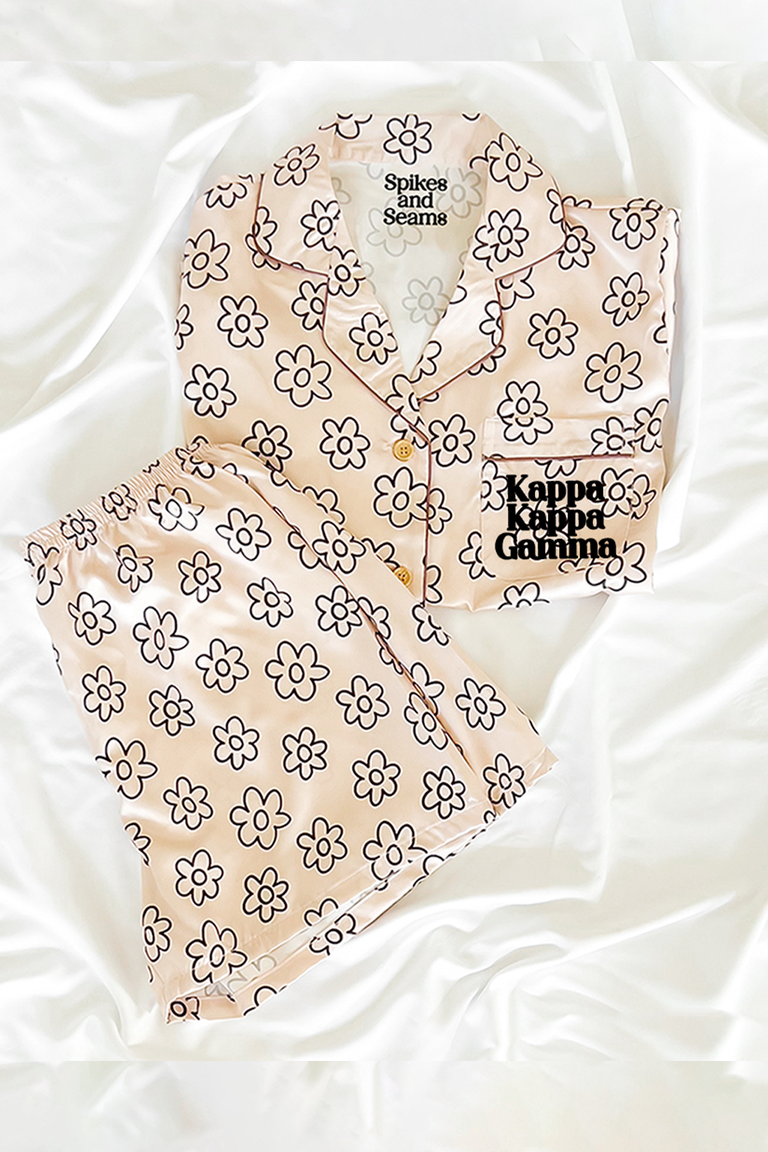 Block Font Beige Daisy pajamas - Kappa Kappa Gamma