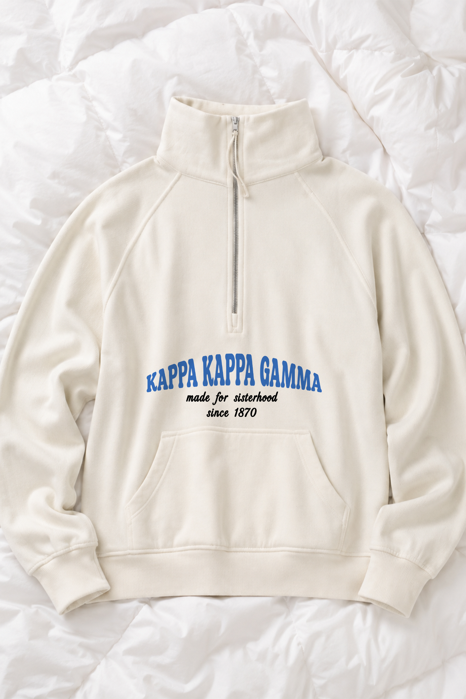 Sorority Bleached Linen Color Qzip | Blue text
