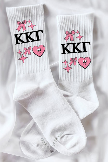 Cartoon Heart Greek Letter Socks