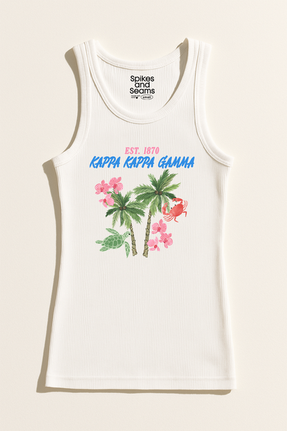 Paradise Palms Ribbed Tank - Kappa Kappa Gamma