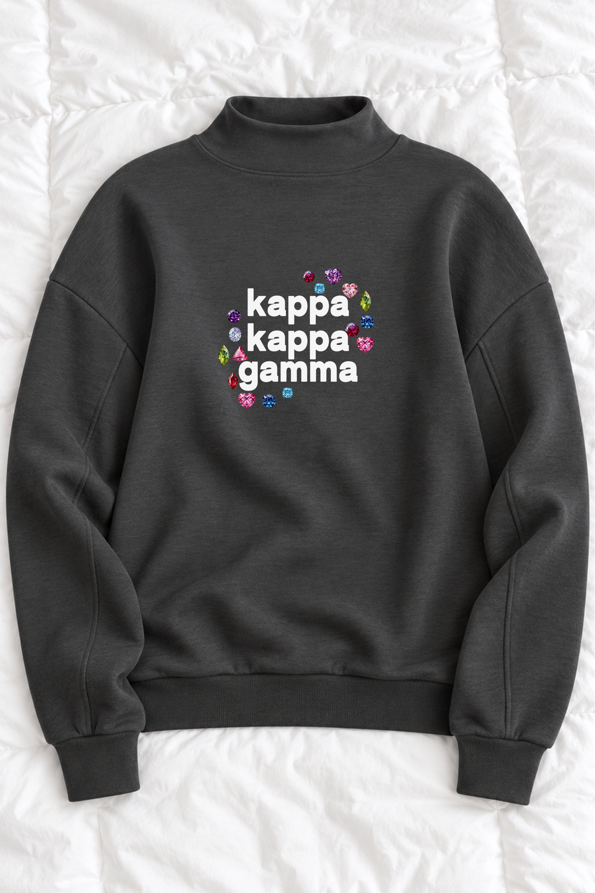 Gems Charcoal Sorority Mockneck - Kappa Kappa Gamma