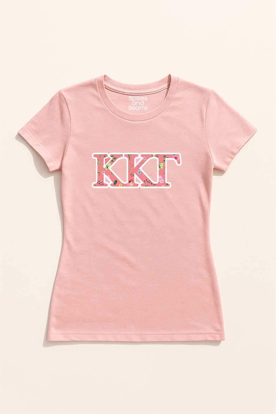 Floral Greek Letter Tee - Pink