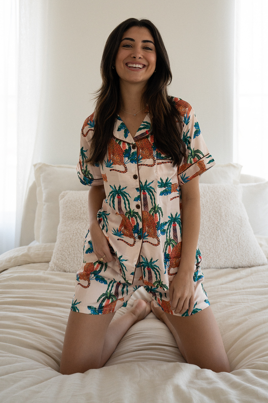 Greek Letter Palm Cheetah Pajamas - Delta Delta Delta