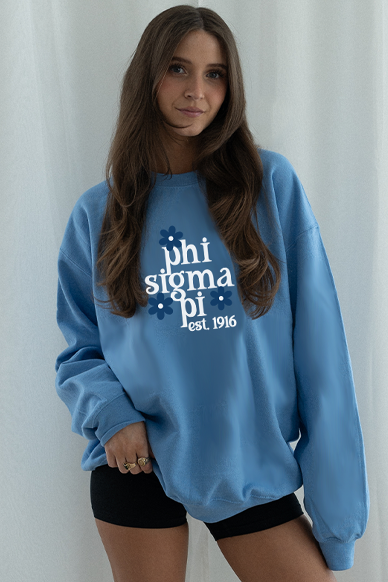 Blue Daisy Crewneck - Phi Sigma Pi