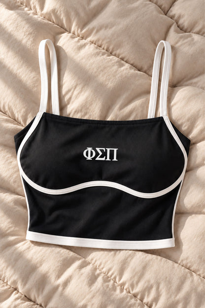 Greek Letter Contrast Trim Activewear Tank
