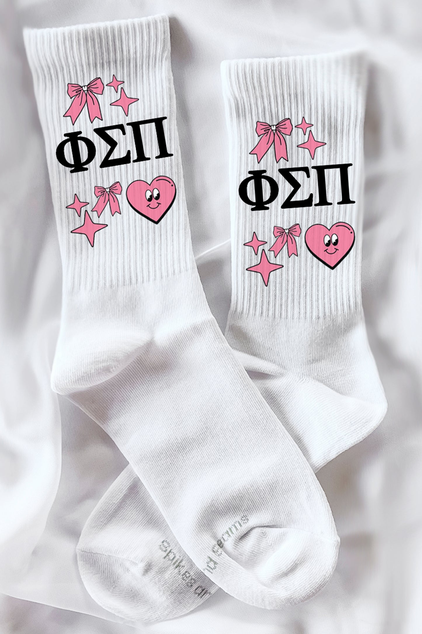 Cartoon Heart Greek Letter Socks