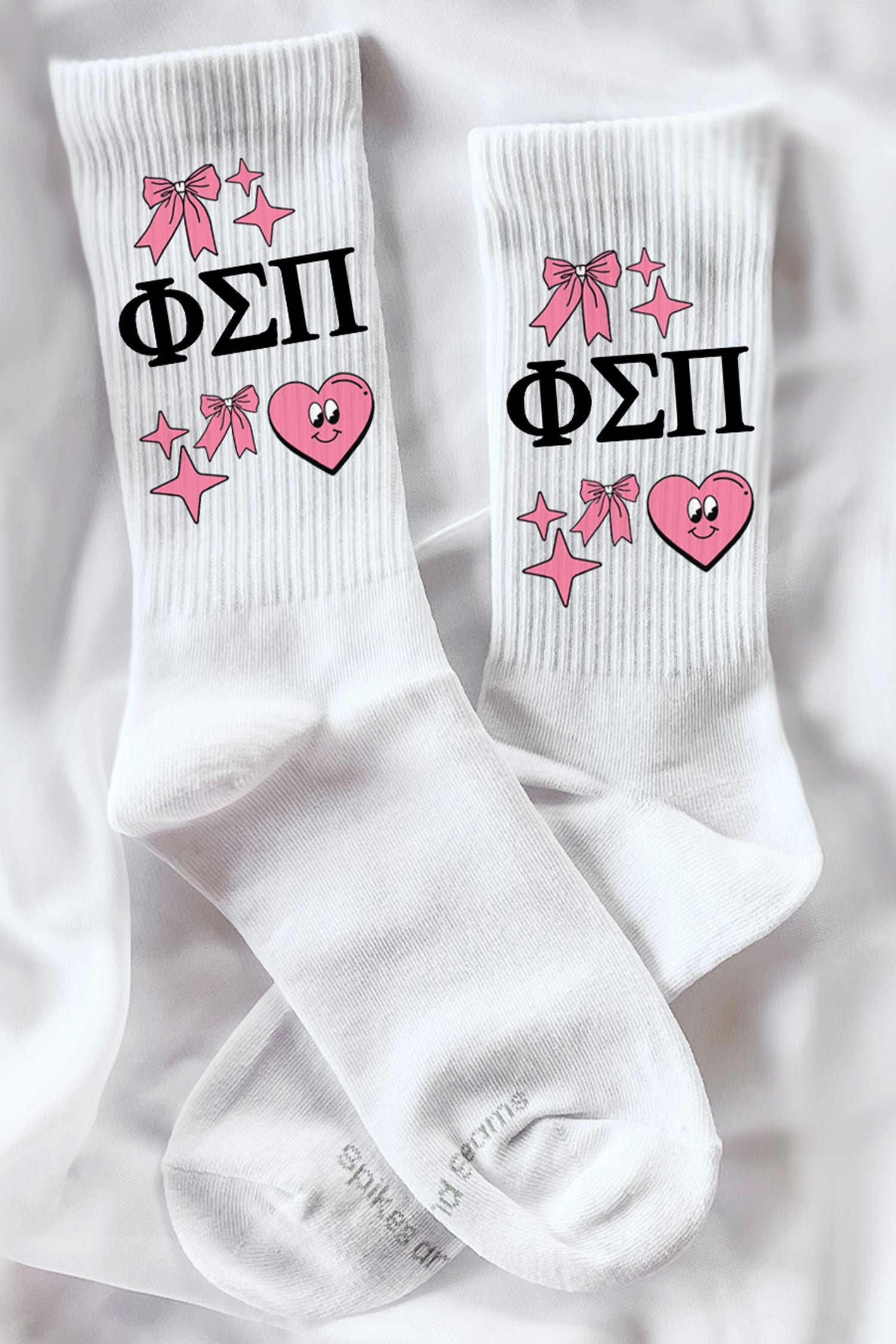 Cartoon Heart Greek Letter Socks - Phi Sigma Pi