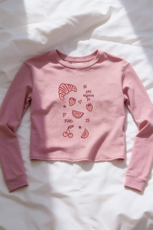 Long Sleeve Pink Fruit Midi Crop - Phi Sigma Pi