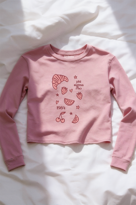 Long Sleeve Pink Fruit Midi Crop - Phi Sigma Rho