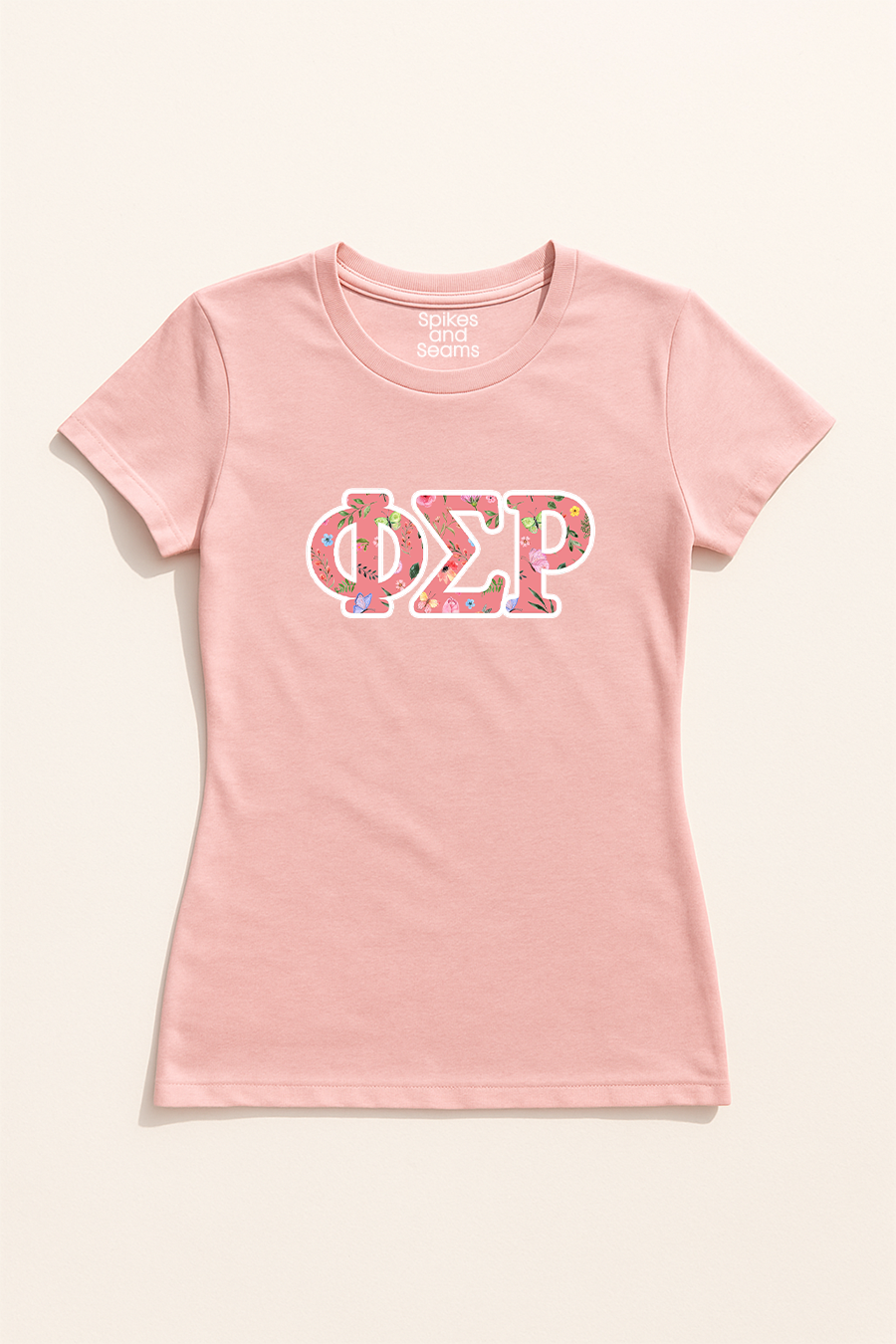 Floral Greek Letter Tee - Pink