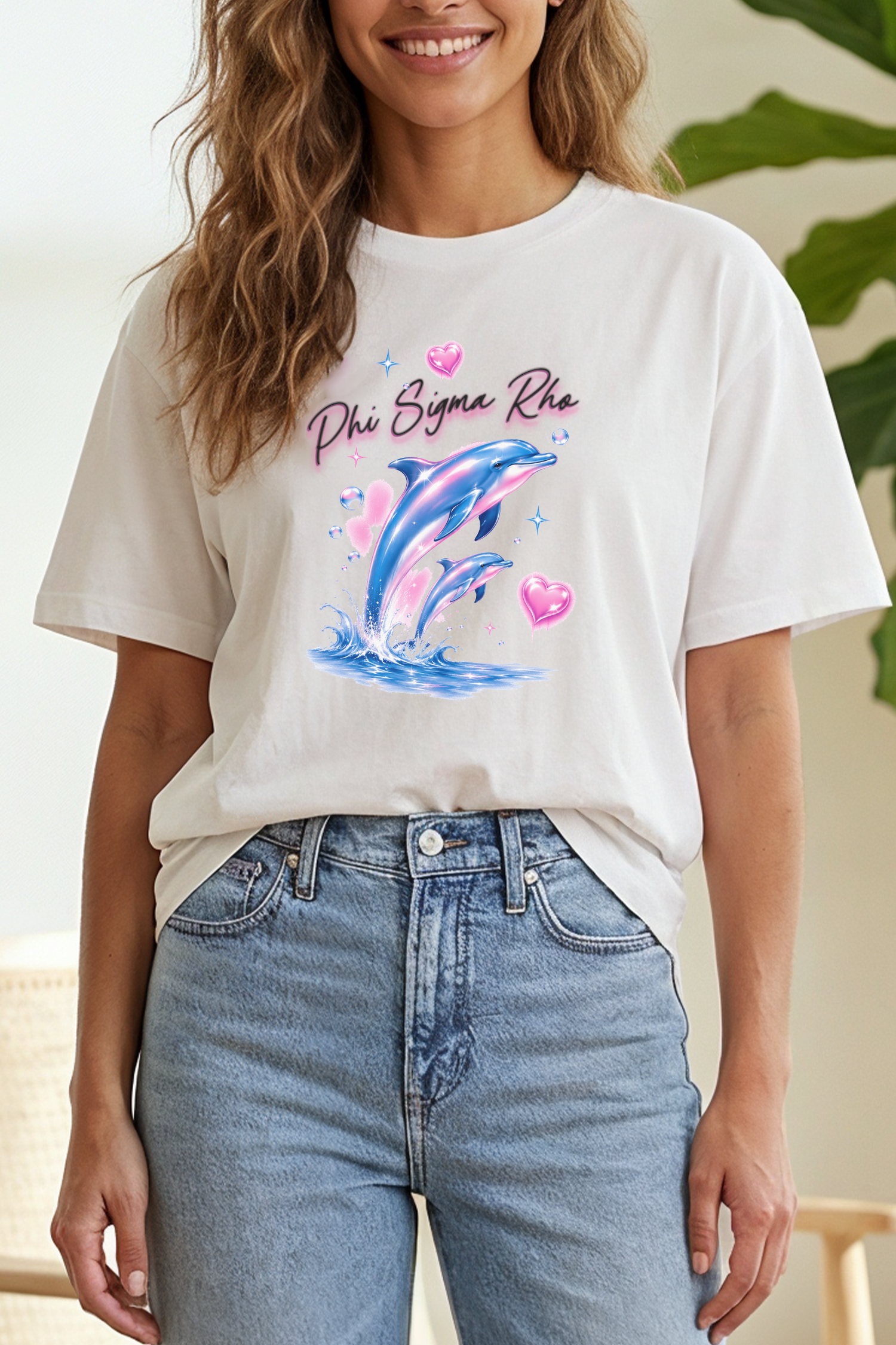 Airbrush Dolphins Sorority Tee - Phi Sigma Rho