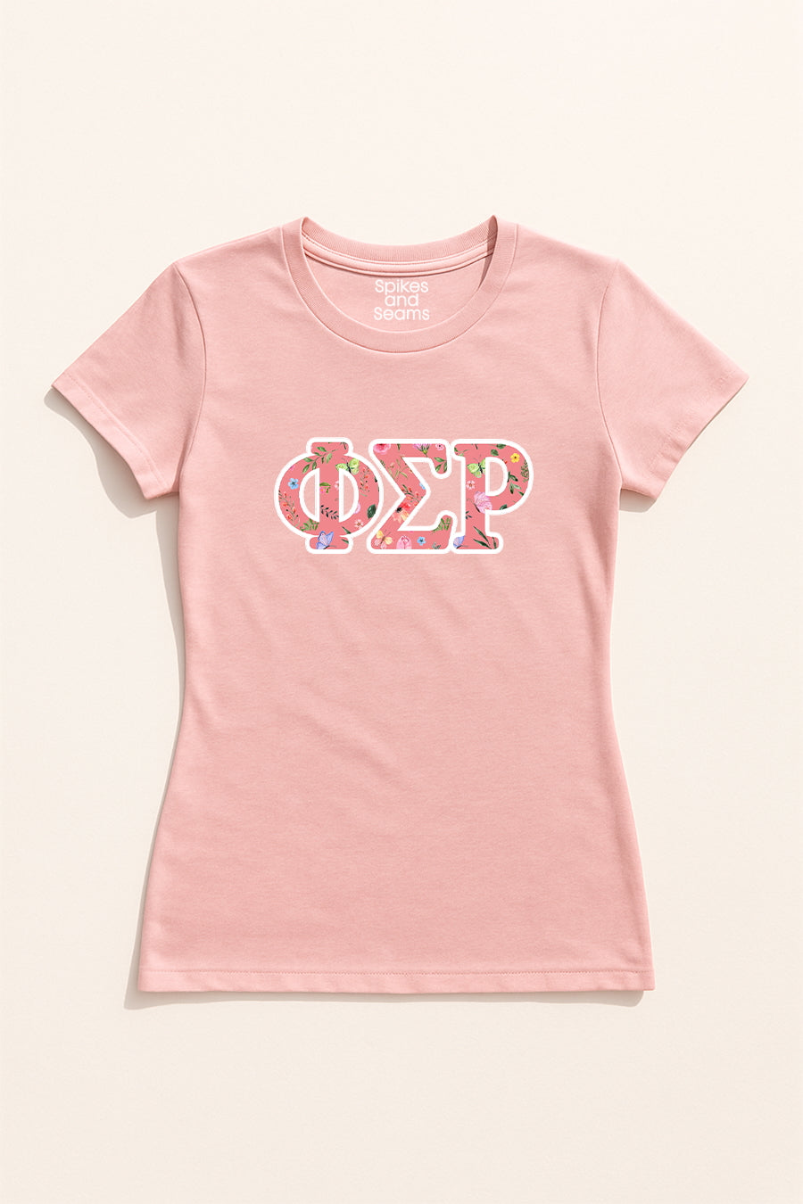 Pink Floral Greek Letter Tee - Phi Sigma Rho