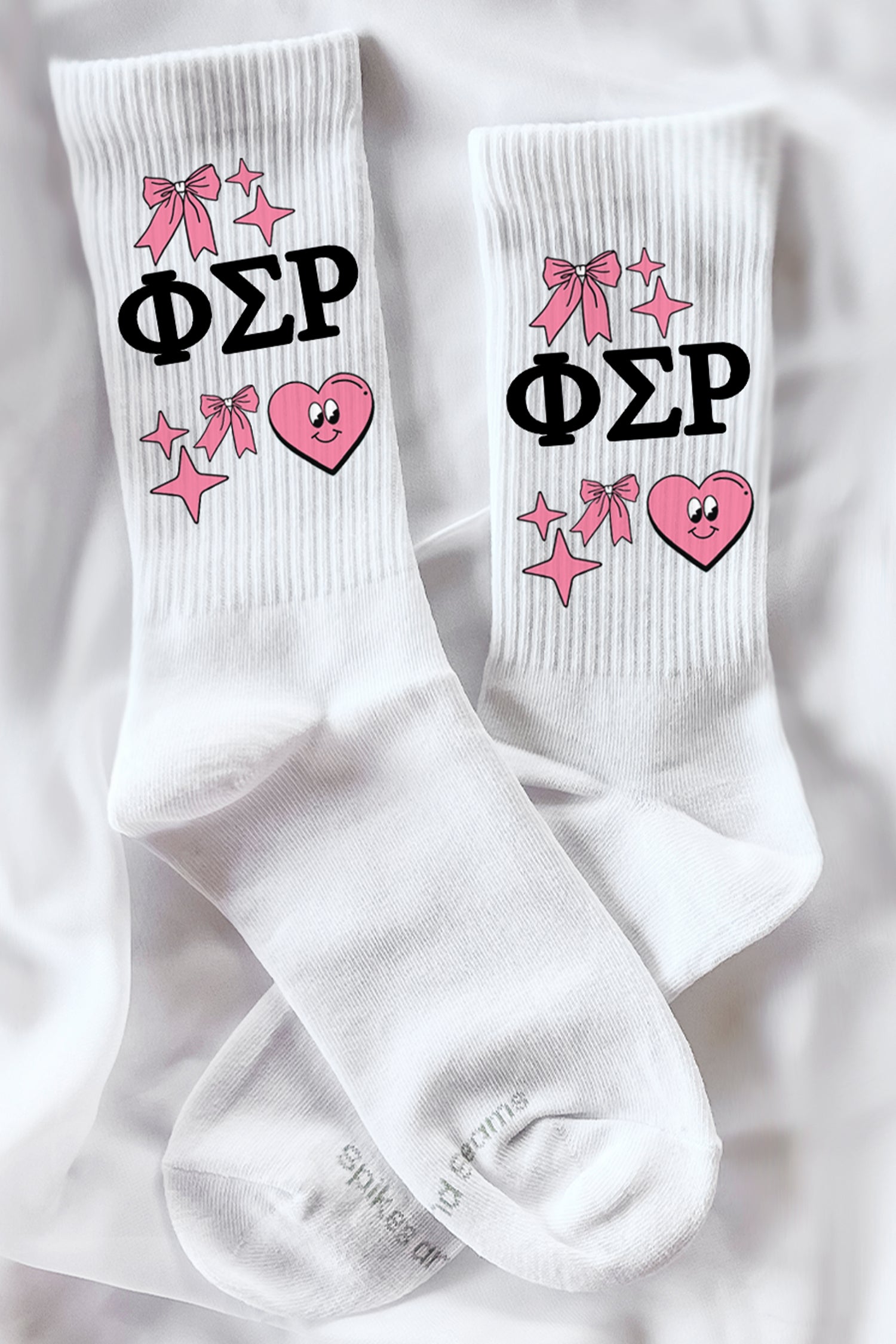 Cartoon Heart Greek Letter Socks - Phi Sigma Rho