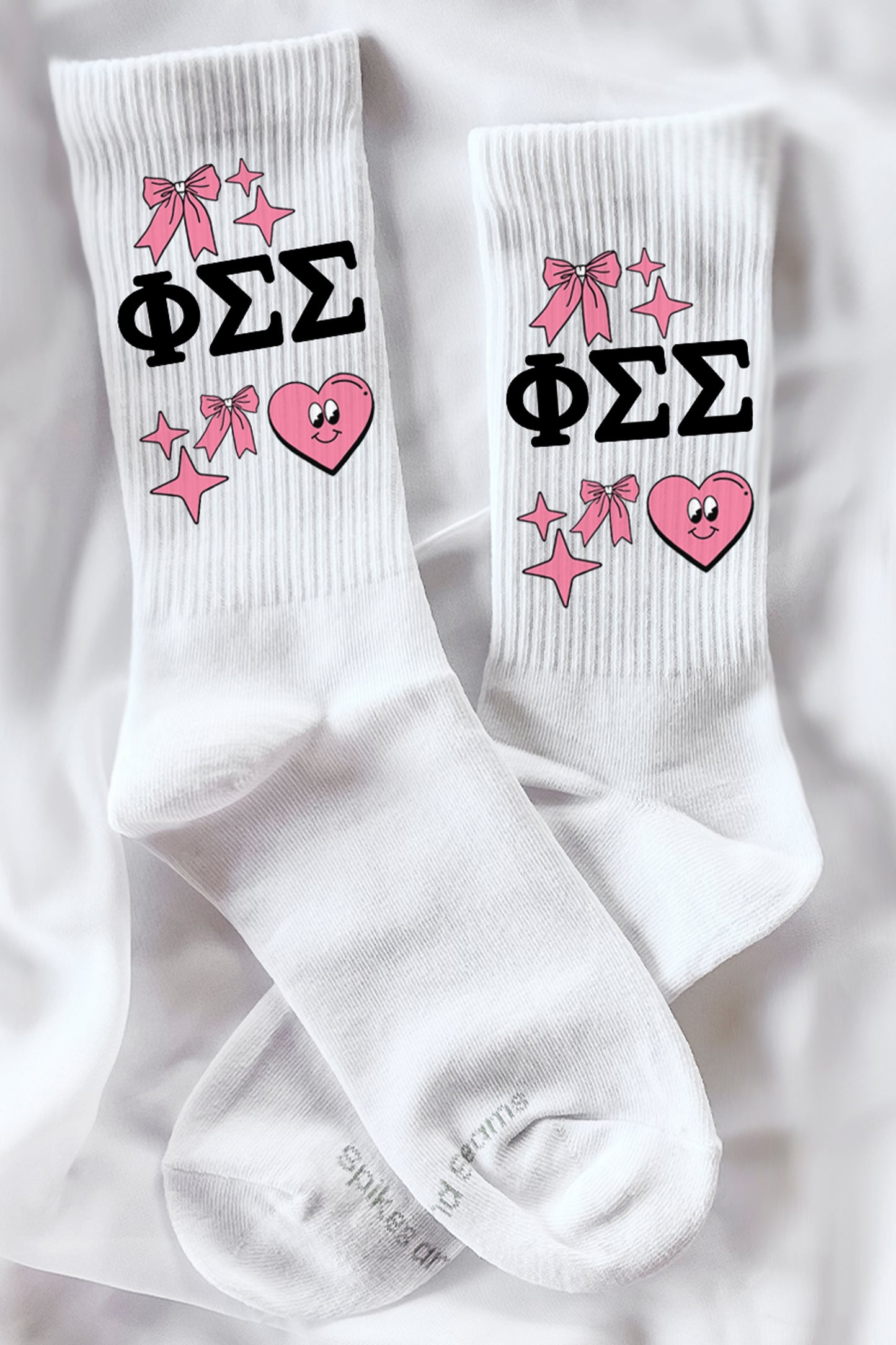 Cartoon Heart Greek Letter Socks