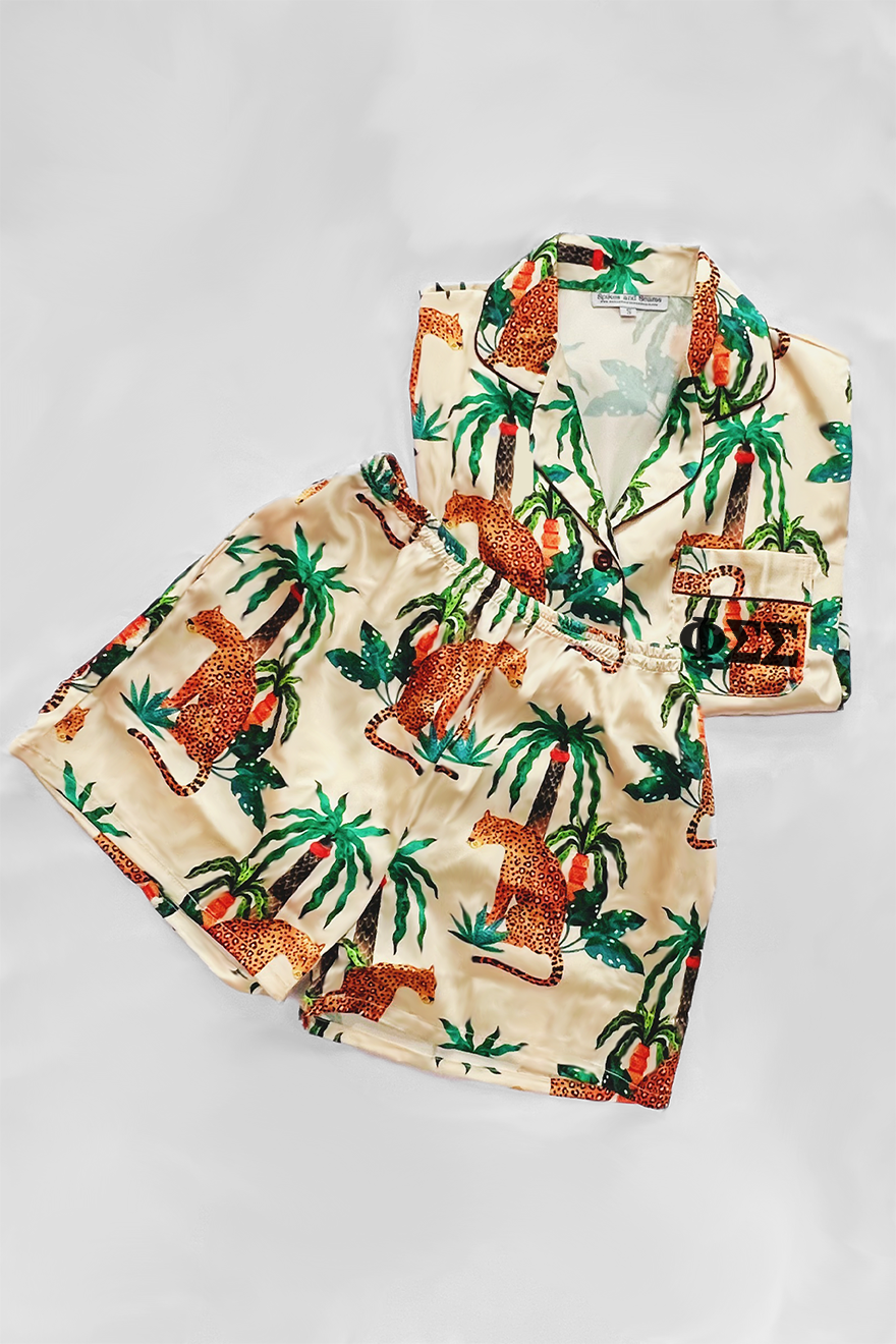 Greek Letter Palm Cheetah Pajamas - Phi Sigma Sigma