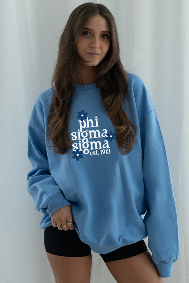 Blue Daisy Crewneck - Phi Sigma Sigma