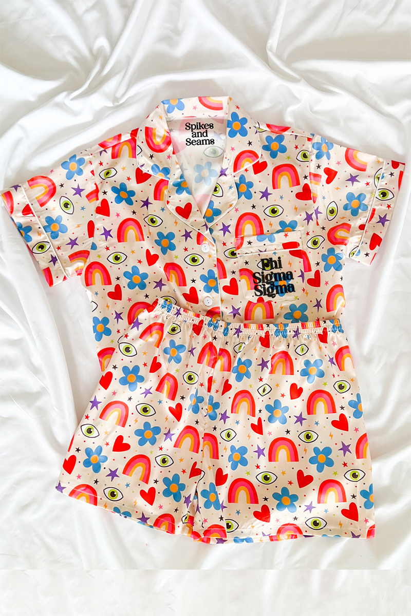 Block Font Beige Icons Pajamas - Phi Sigma Sigma