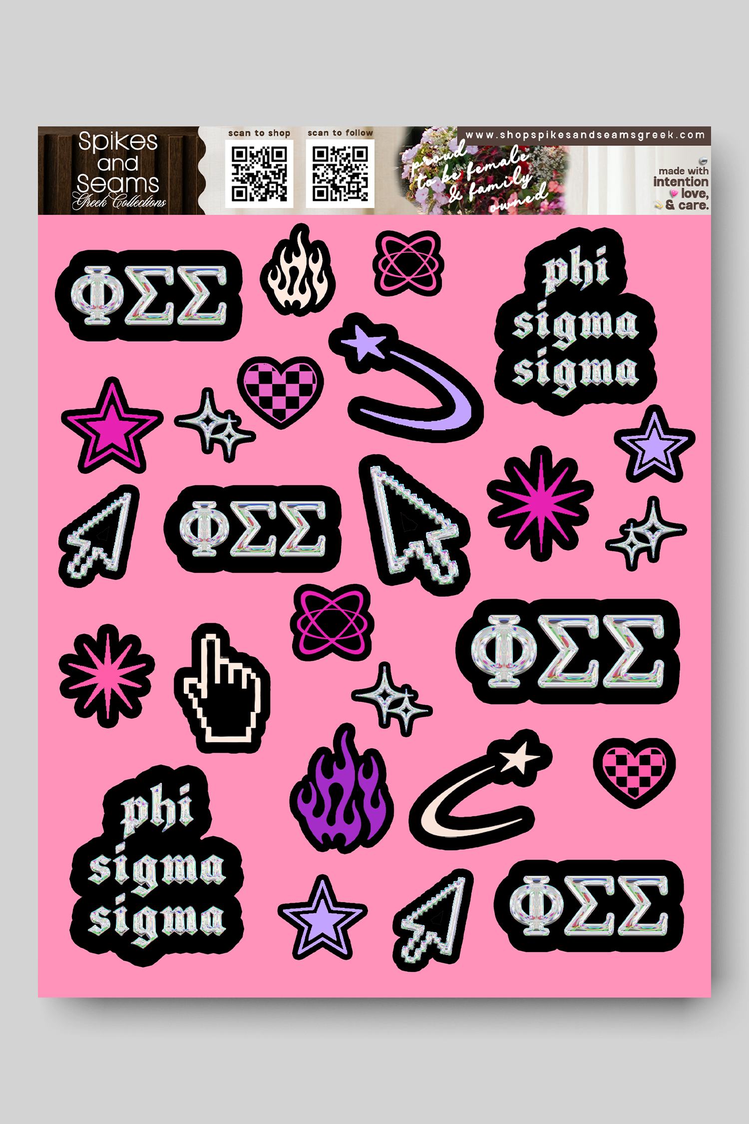 Sorority Sticker Sheet #24 - Phi Sigma Sigma