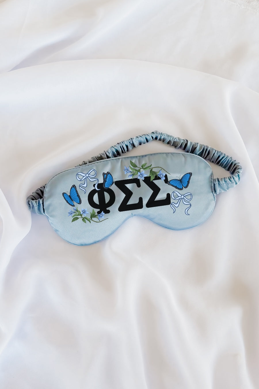 Light Blue Butterflies Sleep Mask - Phi Sigma Sigma