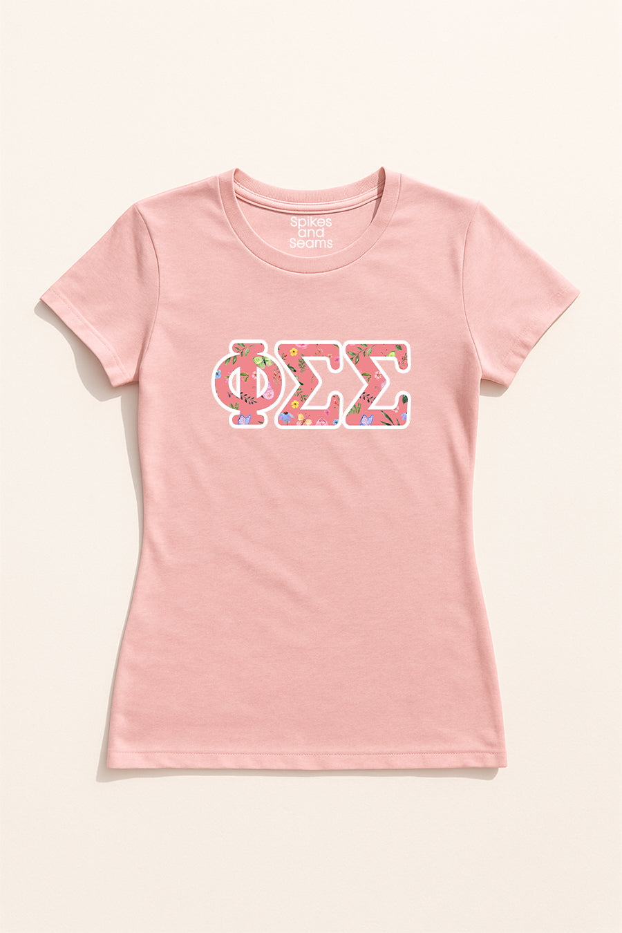 Pink Floral Greek Letter Tee - Phi Sigma Sigma