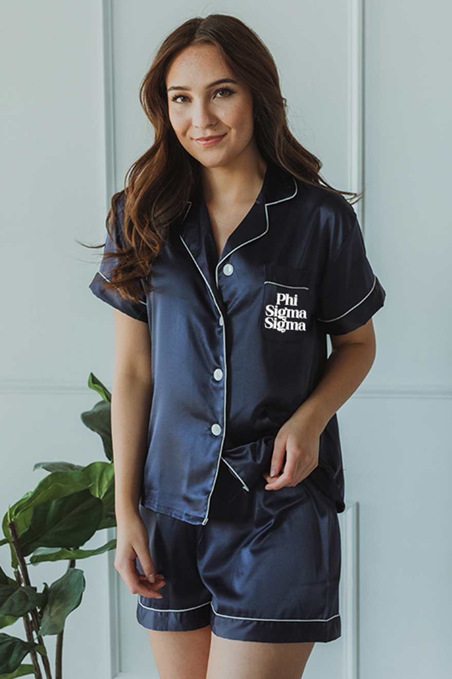 Navy Block font Pajamas - Phi Sigma Sigma