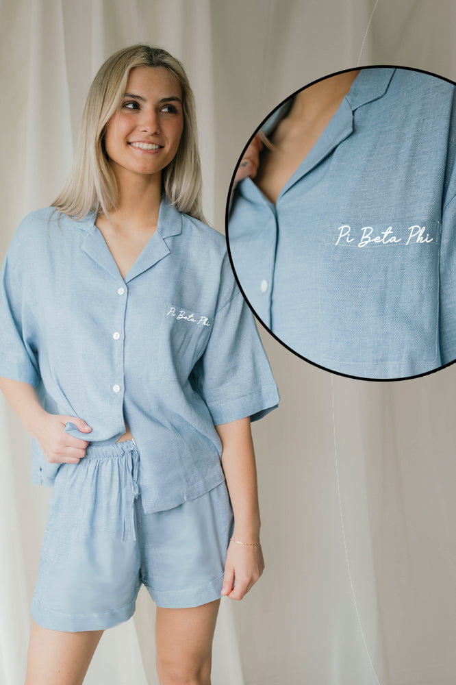 Blue Linen Matching Set - Pi Beta Phi