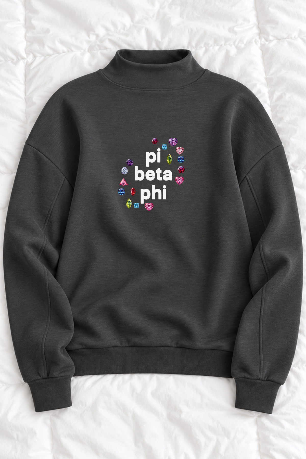 Gems Charcoal Sorority Mockneck - Pi Beta Phi