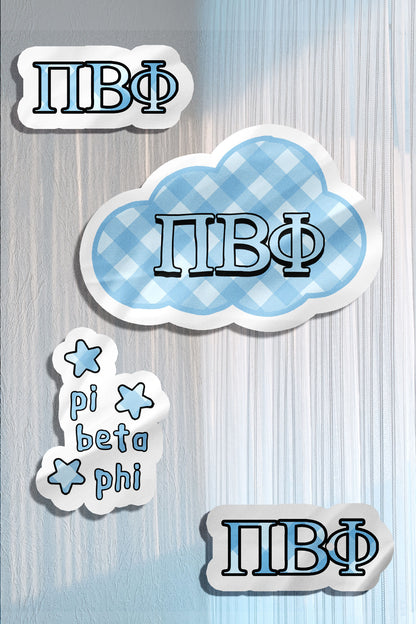 Blue Theme Waterproof Sorority Stickers