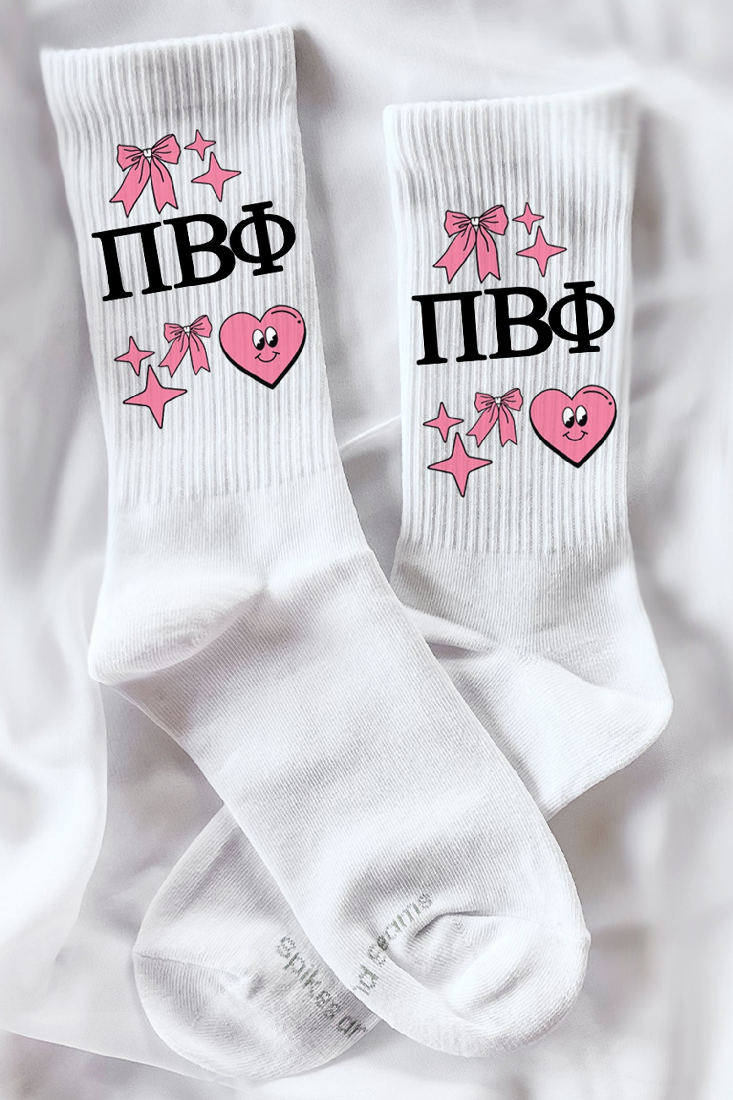 Cartoon Heart Greek Letter Socks - Pi Beta Phi