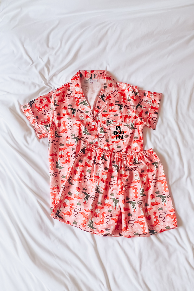 Block Font Cowboy Pajamas - Pi Beta Phi
