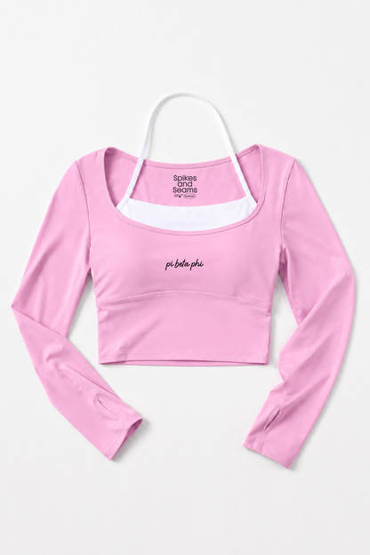 Sorority Pink Layered Long Sleeve Activewear Top