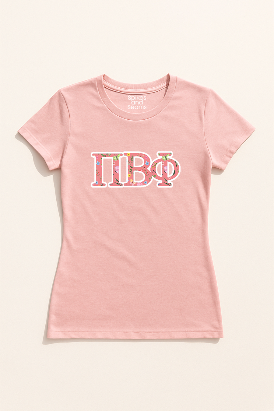 Floral Greek Letter Tee - Pink