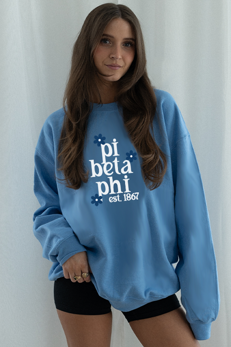 Blue Daisy Crewneck - Pi Beta Phi
