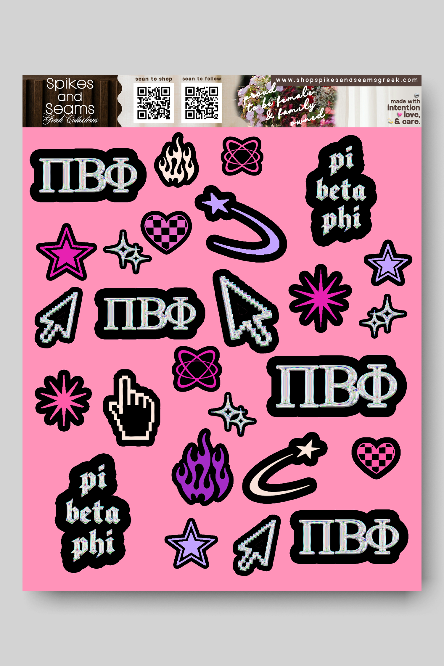 Sorority Sticker Sheet #24 - Pi Beta Phi