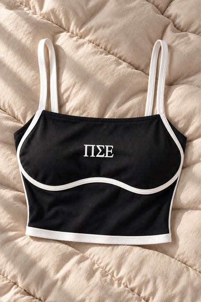 Greek Letter Contrast Trim Activewear Tank