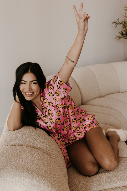 Greek Letter Pink Smiley Pajamas - Phi Sigma Rho