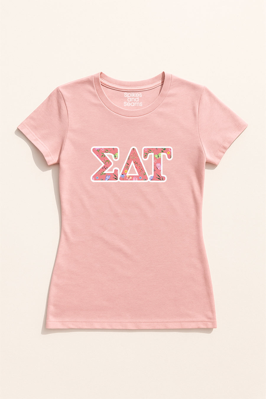 Pink Floral Greek Letter Tee - Sigma Delta Tau