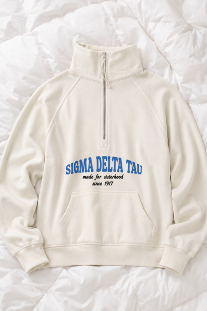 Sorority Bleached Linen Color Qzip | Blue text